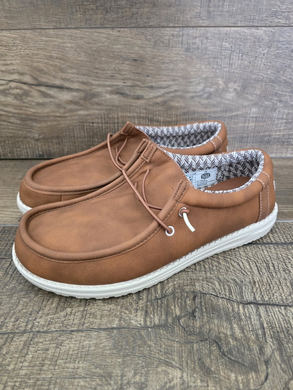 Hey Dude Wally Classic Men's Casual Slip On Shoes, Tan Size 10, Faux Leather